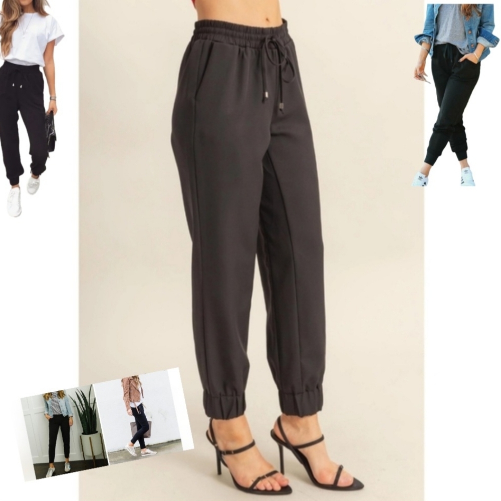 #810 🛑048 S,M,L Fabulous Drawstring Joggers with Ruched Ankle Cuffs Pants